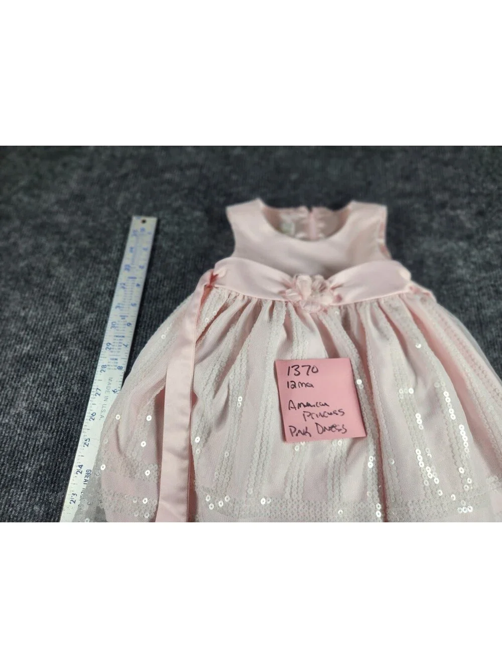 American Princess Girls Pink Sleeveless Sequin Tulle Party Dress Princess 9-12M